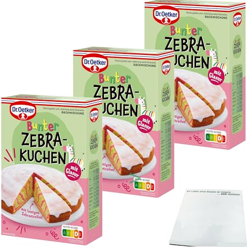 Dr. Oetker Bunter Zebrakuchen mit Glasur 3er Pack (3x515g Packung) + usy Block von usy