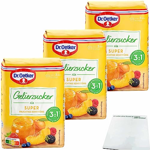 Dr. Oetker Gelierzucker 3:1 für Super fruchtige Konfitüre 3er Pack (3x500g Packung) + usy Block von usy
