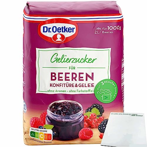 Dr. Oetker Gelierzucker für Beeren Konfitüre und Gelee (500g Packung) + usy Block von usy