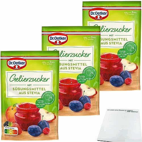 Dr. Oetker Gelierzucker mit Süßungsmittel aus Stevia 3er Pack (3x350g Packung) + usy Block von usy