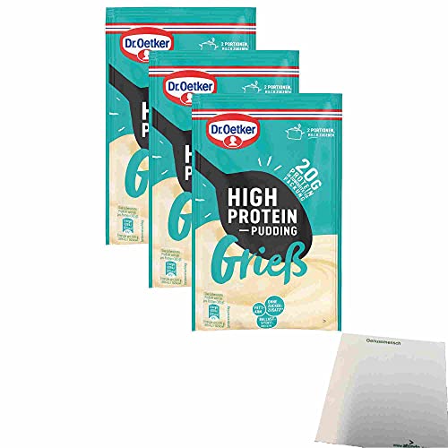 Dr. Oetker High Protein Pudding Grieß 3er Pack (3x65g Beutel) + usy Block von usy