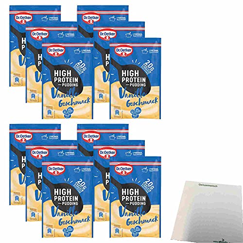 Dr. Oetker High Protein Pudding Vanille 12er Pack (12x55g Beutel) + usy Block von usy