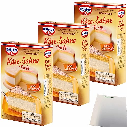 Dr. Oetker Käse-Sahne Torte Backmischung 3er Pack (3x385g Packung) + usy Block von usy