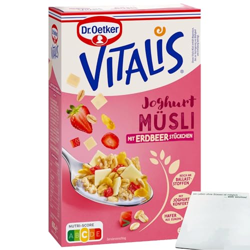 Dr. Oetker Vitalis Joghurtmüsli mit Erdbeerstückchen (600g Packung) + usy Block von usy