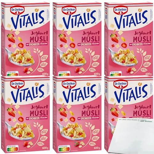 Dr. Oetker Vitalis Joghurtmüsli mit Erdbeerstückchen 6er Pack (6x600g Packung) + usy Block von usy