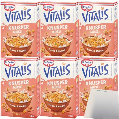 Dr. Oetker Vitalis Knusper Müsli Flakes und Mandel 6er Pack (6x600g Packung) + usy Block von usy