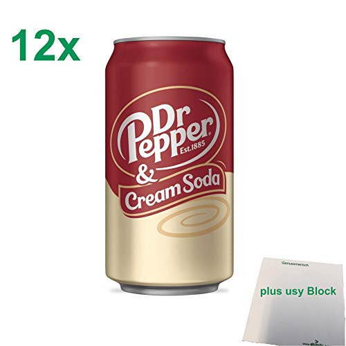 Dr. Pepper & Cream Soda 12 x 0,355l Dose (US Import) + usy Block von usy