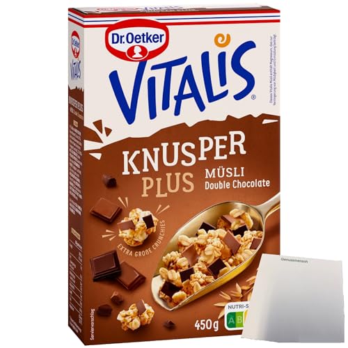 Dr.Oetker Vitalis Knusper Plus Müsli Double Chocolate (450g Packung) + usy Block von usy