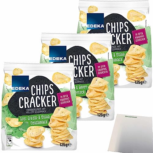 EDEKA Chips Cracker Sour Cream&Onion 3er Pack (3x125g Packung) + usy Block von usy
