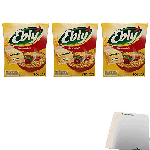 Ebly Original Sonnenweizen 4 Kochbeutel 3er Pack (3x500g Packung) + usy Block von usy