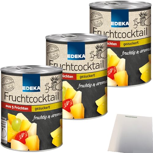 Edeka 5-Fruchtcocktail große Stücke gezuckert 3er Pack (3x225g Dose) + usy Block von usy