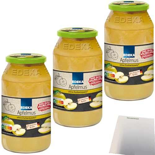 Edeka Apfelmus ohne Zuckerzusatz 3er Pack (3x710g Glas) + usy Block von usy