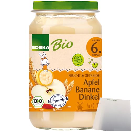 Edeka Bio Apfel Banane Dinkel ohne Zuckerzusatz ab dem 6 Monat (190g Glas) + usy Block von usy