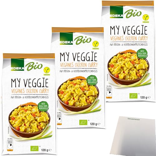 Edeka Bio Chicken Curry Veganes Fertiggericht 3er Pack (3x120g Packung) + usy Block von usy