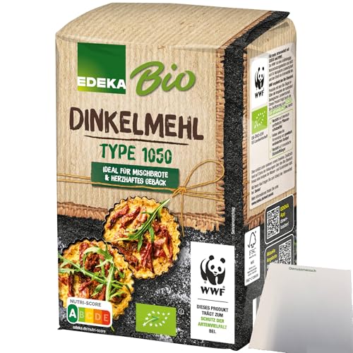 Edeka Bio Dinkelmehl Type 1050 ideal für Mischbrote und herzhaftes Gebäck (1kg Packung) + usy Block von usy
