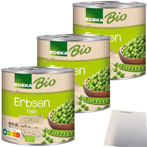 Edeka Bio Erbsen fein 3er Pack (3x400g Dose ATG 280g) + usy Block von usy