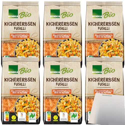 Edeka Bio Kichererbsen-Fusilli Pasta aus 100% Kichererbsenmehl 6er Pack (6x250g Packung) + usy Block von usy