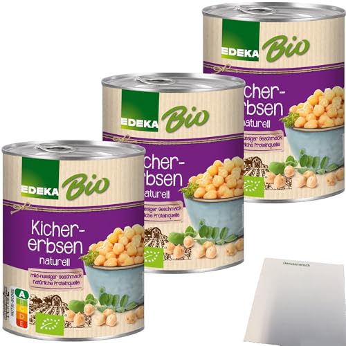 Edeka Bio Kichererbsen mild-nussiger Geschmack 3er Pack (3x400g Dose) + usy Block von usy