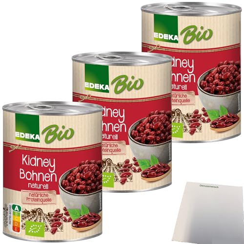 Edeka Bio Kidney Bohnen dunkelrot 3er Pack (3x400g Dose) + usy Block von usy