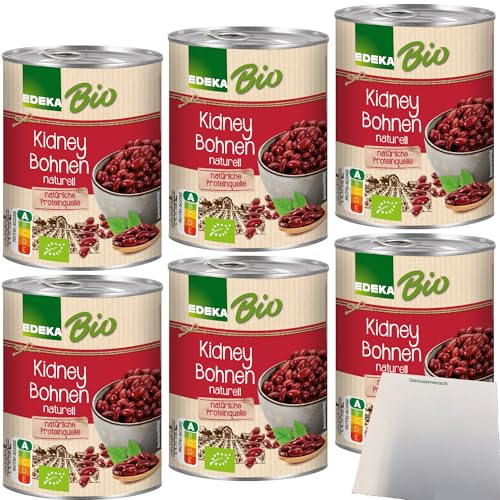 Edeka Bio Kidney Bohnen dunkelrot 6er Pack (6x400g Dose) + usy Block von usy