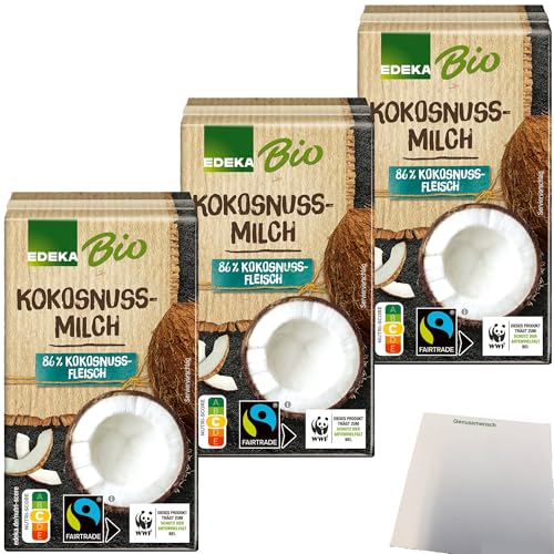 Edeka Bio Kokosnussmilch aus 86% Kokosnussfleisch 3er Pack (3x250ml Packung) + usy Block von usy