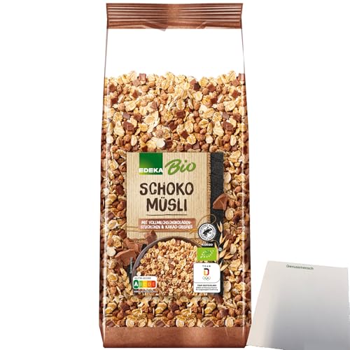 Edeka Bio Schoko Müsli mit Vollmilchschokoladenstückchen und Kakao-Nips (750g Packung) + usy Block von usy