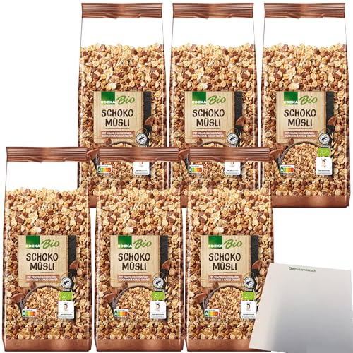 Edeka Bio Schoko Müsli mit Vollmilchschokoladenstückchen und Kakao-Nips 6er Pack (6x750g Packung) + usy Block von usy