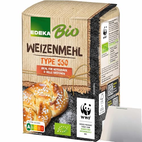 Edeka Bio Weizenmehl Type 550 ideal für Hefegebäck und helle Brote (1kg Packung) + usy Block von usy