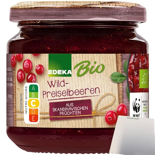 Edeka Bio Wild-Preiselbeeren 40 % Fruchtanteil (220g Glas) + usy Block von usy