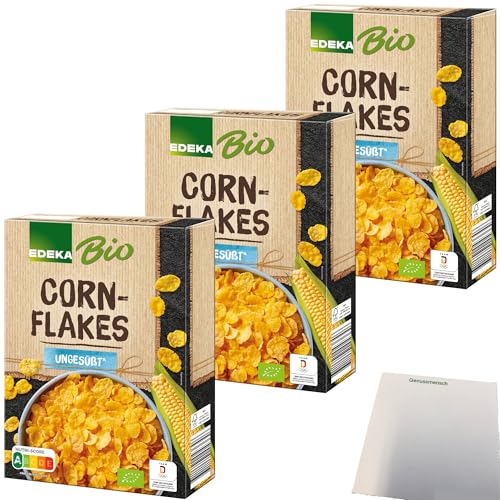 Edeka Cornflakes ungesüßt knusprig geröstete Maisflocken 3er Pack (3x375g Packung) + usy Block von usy