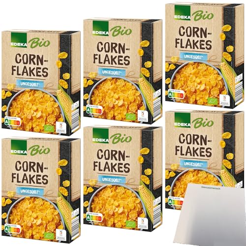Edeka Cornflakes ungesüßt knusprig geröstete Maisflocken 6er Pack (6x375g Packung) + usy Block von usy