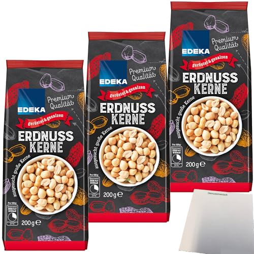 Edeka Erdnusskerne Erdnüsse geröstet und gesalzen 3er Pack (3x200g Packung) + usy Block von usy