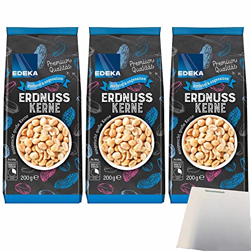 Edeka Erdnusskerne geröstet & ungesalzen 3er Pack (3x200g Packung) + usy Block von usy