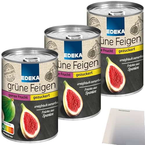 Edeka Grüne Feigen ganze Frucht gezuckert 3er Pack (3x415g Dose) + usy Block von usy