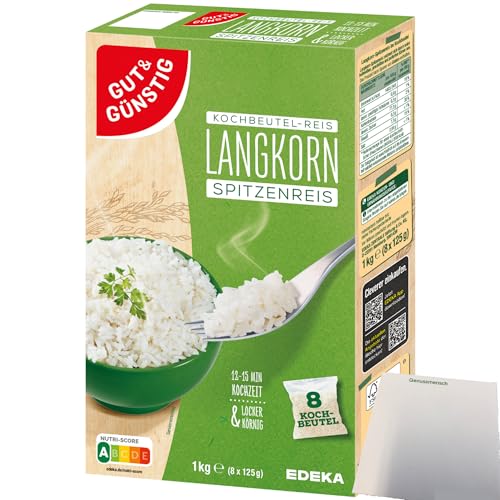 Edeka Langkorn-Spitzenreis locker und körnig im Kochbeutel 8 Beutel (1kg Packung) + usy Block von usy