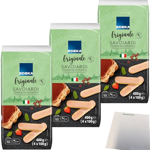 Edeka Löffelbiskuit das Original aus Italien mit Zuckerkruste 3er Pack (3x400g Packung) + usy Block von usy