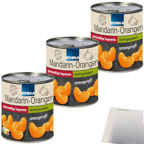 Edeka Mandarin-Orangen Mandarinen in der Dose leicht gezuckert kernlos 3er Pack (3x850g Dose) + usy Block von usy