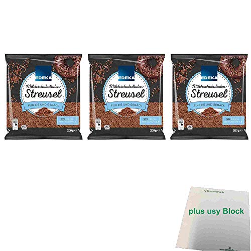 Edeka Milchschokoladen Streusel 3er Pack (3x200g Beutel) + usy Block von usy