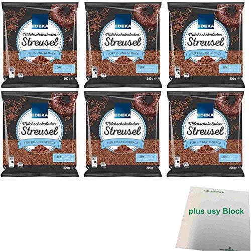 Edeka Milchschokoladen Streusel 6er Pack (6x200g Beutel) + usy Block von usy