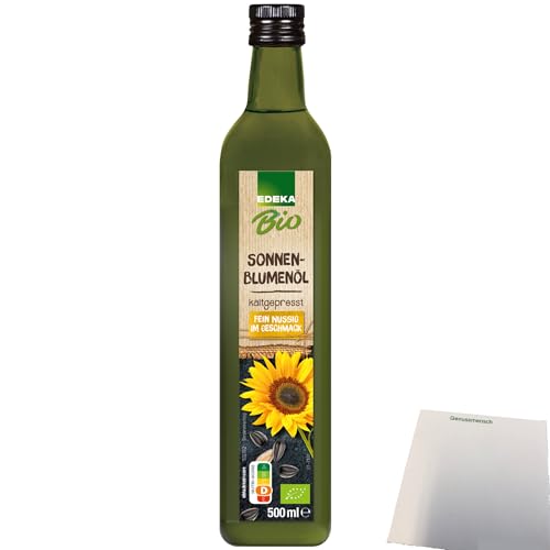 Edeka Natives Bio Sonnenblumenöl kaltgepresst fein nussig im Geschmack (500ml Flasche) + usy Block von usy