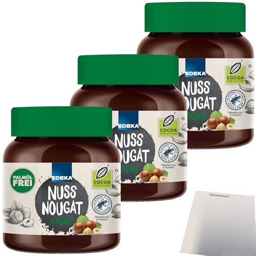 Edeka Nuss-Nougat-Creme ohne Palmöl 3er Pack (3x400g Glas) + usy Block von usy