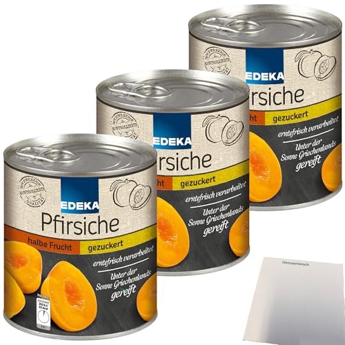Edeka Pfirsiche halbe Frucht erntefrisch verarbeitet 3er Pack (3x820g Dose) + usy Block von usy