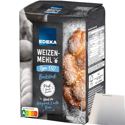 Edeka Weizenmehl Type 550 ideal für Hefegebäck und helle Brote (1kg Packung) + usy Block von usy