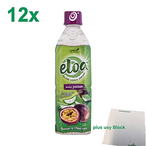 Eloa Aloe Vera Drink Passionfruit (12x500ml Flasche) + usy Block von usy