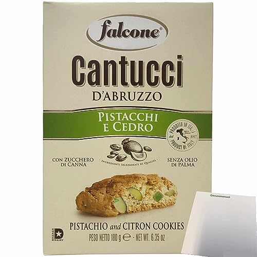 Falcone Cantuccini al Pistacchio e Cedro Cantuccini mit Pistazien Ceder-Zitrone (180g Packung) + usy Block von usy