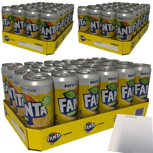 Fanta Zitrone Lemon ohne Zucker 3er Pack (72x0,33 Liter Dose) + usy Block von usy