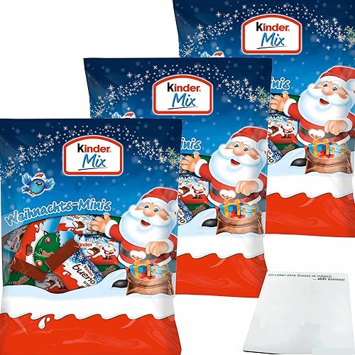 Ferrero Kinder Mix Beutel Weihnachts-Minis 3er Pack (3x153g Packung) + usy Block von usy