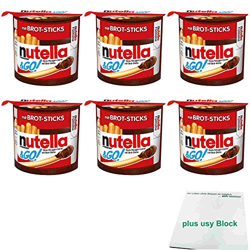 Ferrero nutella & GO! mit Brotsticks 6er Pack (6x52g Packung) + usy Block von usy