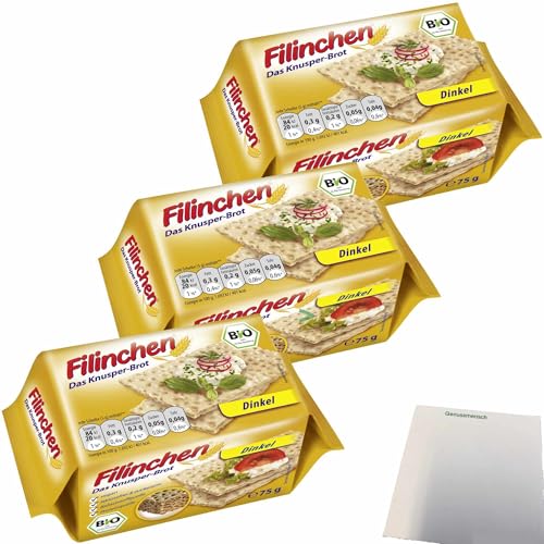 Filinchen Bio Dinkel das Knusperbrot 3er Pack (3x75g Packung) + usy Block von usy