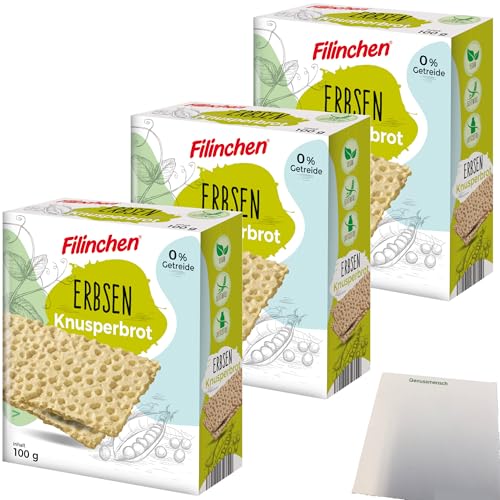 Filinchen Erbsen Knusperbrot Glutenfrei vegan 3er Pack (3x100g Packung) + usy Block von usy